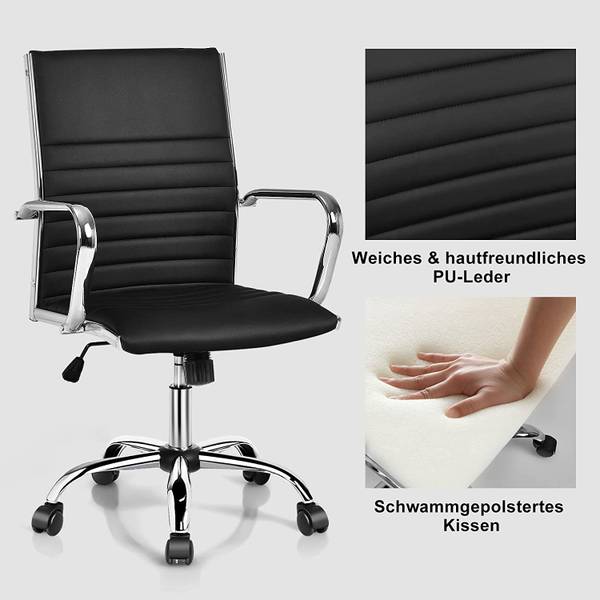 Bürostuhl mit hoher Rückenlehne Schwarz - Kunstleder - 60 x 105 x 55 cm