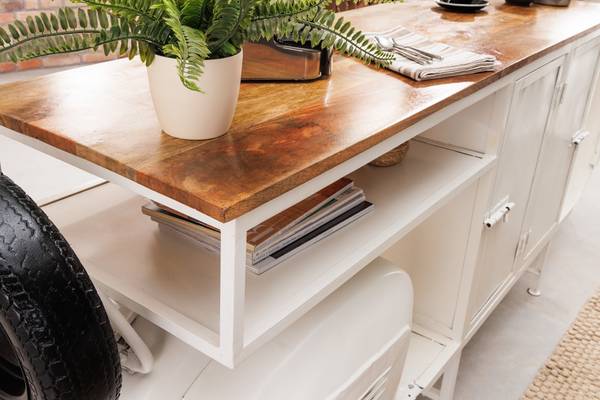 Barschrank SCOOTER Braun - Weiß - Mango - Eisen - 250 x 105 x 66 cm