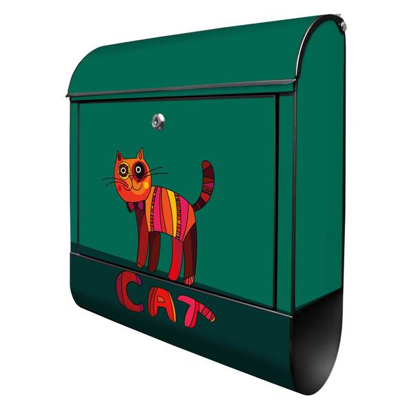 Briefkasten Stahl Orange Katze Schwarz - Stahl - 38 x 46 x 13 cm
