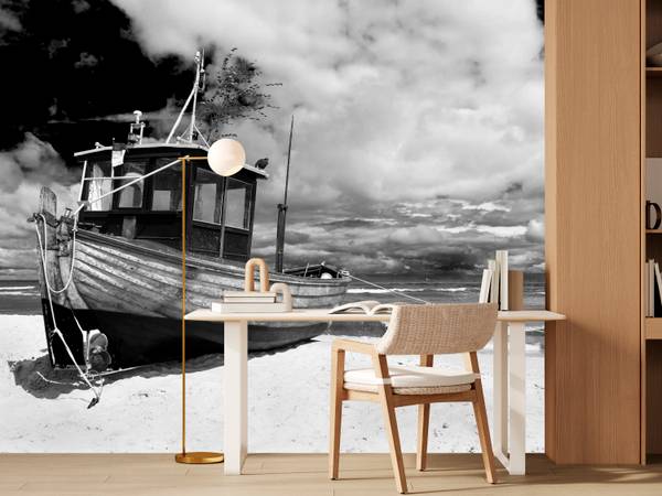 Fototapete Boot Strand Meer Natur 350 x 256 x 256 cm