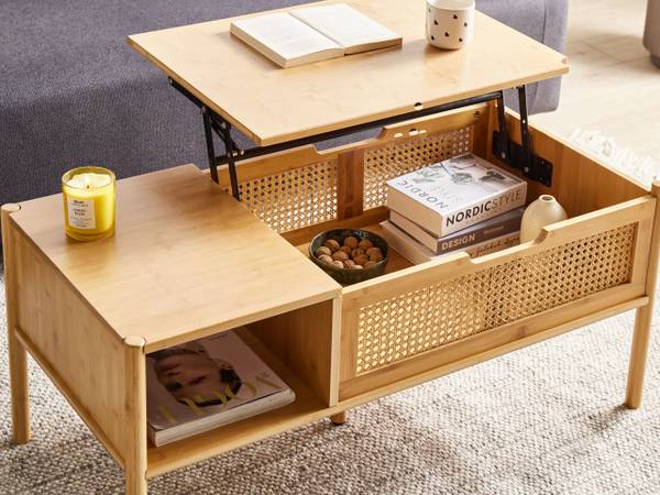 Couchtisch SURREY Blau - Bambus - 99 x 43 x 1 cm