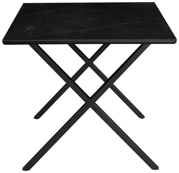 Esstisch LORENZO Schwarz - Holzwerkstoff - Metall - Stein - 90 x 76 x 180 cm