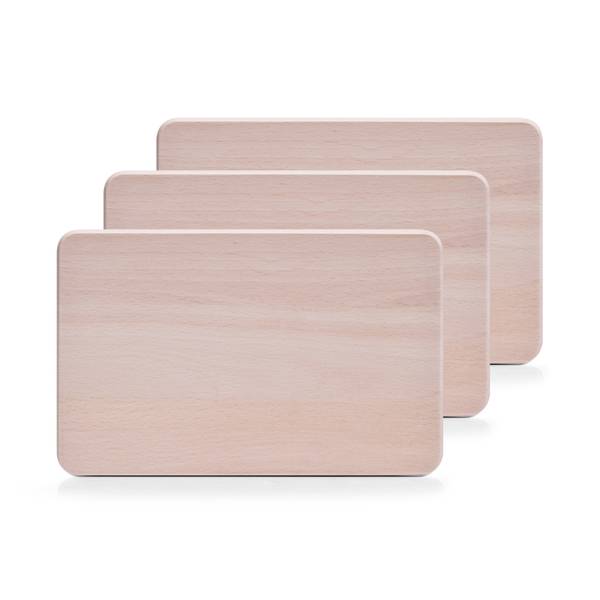 Vesperbrettchen-Set, 3-tlg., Buche Braun - Holzwerkstoff - 14 x 1 x 22 cm