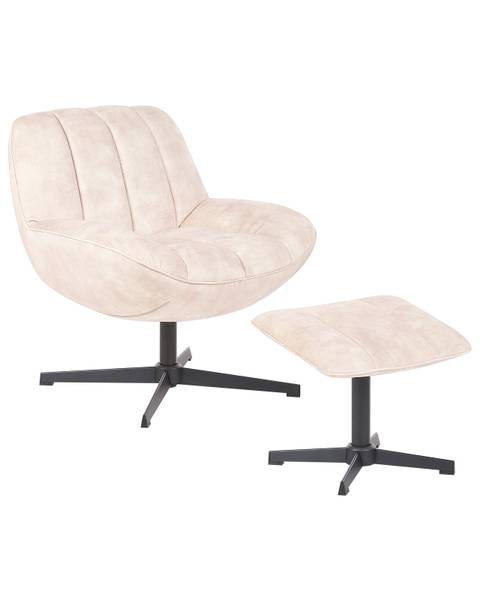 Fauteuil LIA 2-delig beige - zwart - textiel - 71 x 79 x 80 cm