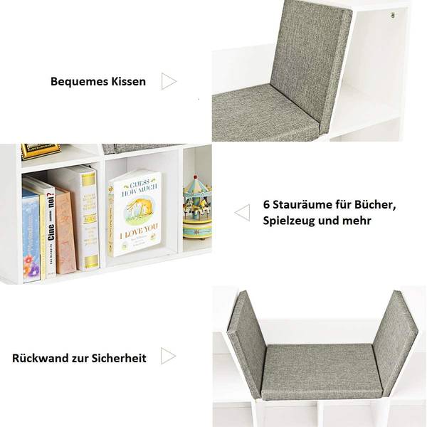 Bücherregal mit Kissen Weiß - Holzwerkstoff - 30 x 63 x 103 cm