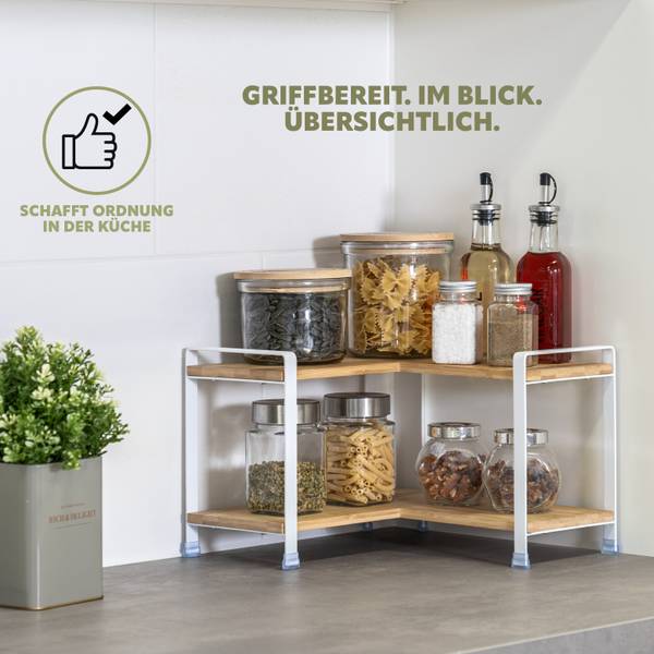 Gewürzeckregal 44086 Weiß - Bambus - 32 x 21 x 32 cm