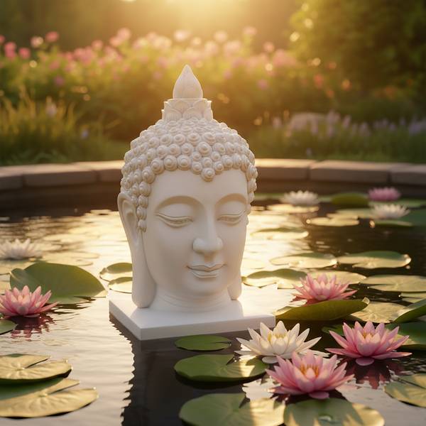 Buddha-Kopf 60 cm Weiß - Polyresin - 37 x 67 x 37 cm