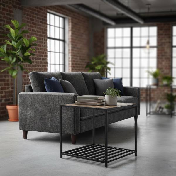 Beistelltisch Industrial mit Ablage Schwarz - Grau