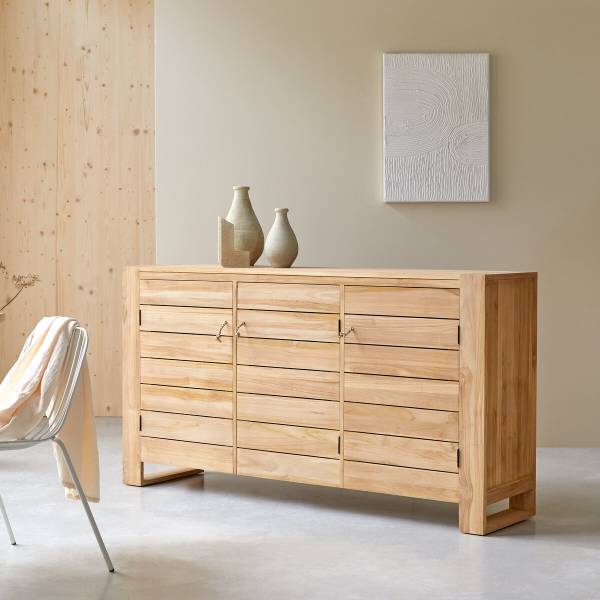 Sideboard Minimalys Beige - Teakholz - 170 x 90 x 40 cm