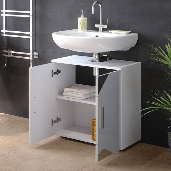 Meuble sous vasque simple Irma 39623 Blanc - Bois manufacturé - 60 x 59 x 30 cm