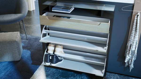 Schuhschrank Annie Schwarz - Hochglanz Weiß