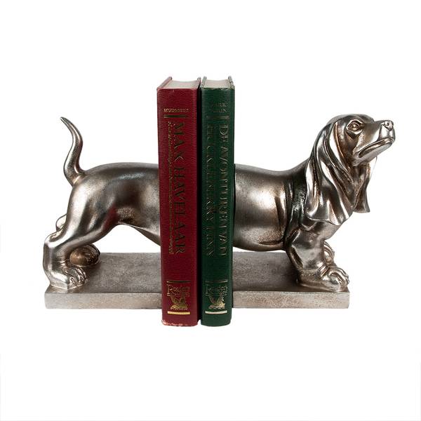 Buchstützen Hund Dackel LottaD 2er Set Silber - Kunststoff - 12 x 19 x 36 cm