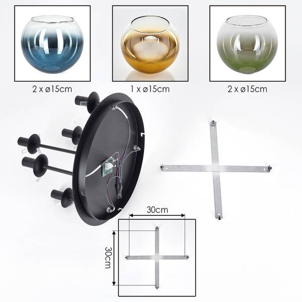 Deckenleuchte Cesaro Blau - Gold - Grün - Metall - 39 x 22 x 40 cm