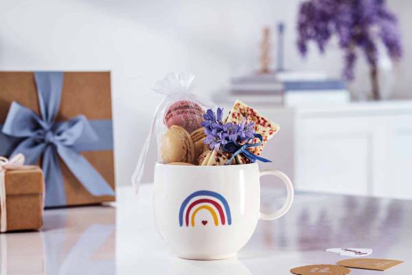 Henkelbecher Happy With Love 6er Set Porzellan - 10 x 9 x 13 cm