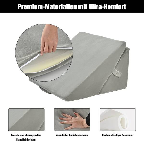 Keilkissen Grau - Textil - 52 x 33 x 55 cm