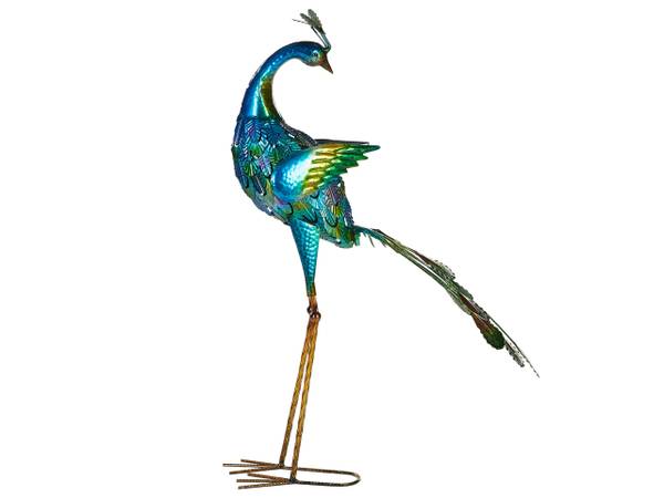 Gartenfigur PEACOCK Blau - Metall - 26 x 75 x 18 cm