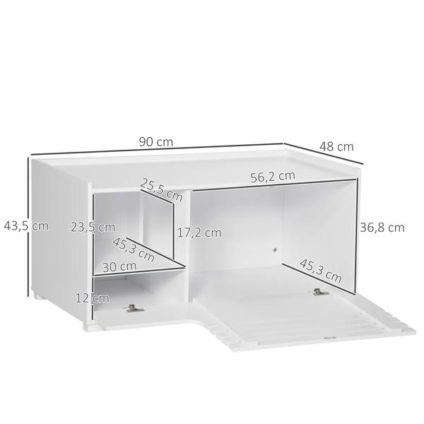 Bac à litière pour chat D31-045WT Blanc - Bois manufacturé - 48 x 44 x 90 cm