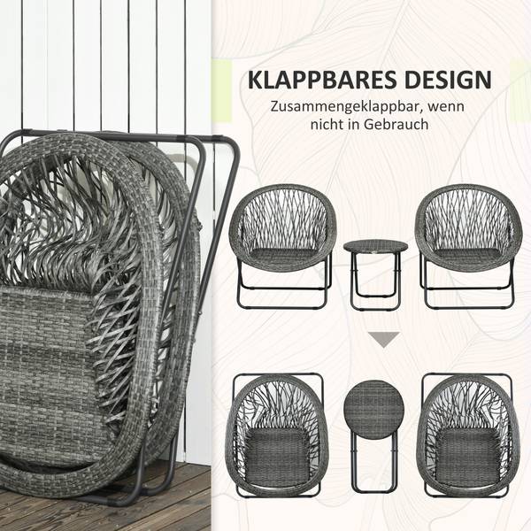 Liegestühle 3er-Set 863-129V00GG Grau - Stahl - 76 x 78 x 77 cm