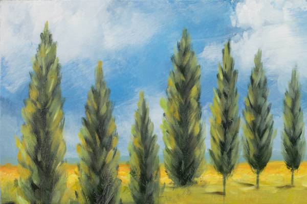 Acrylbild Handgemalt Landschaften Fal Beige - Grün - Baumwollstoff - 90 x 60 x 4 cm