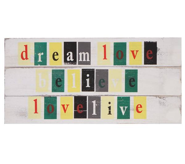 Wandbord Believe Shabby-look wit - paulownia - 60 x 30 x 8 cm