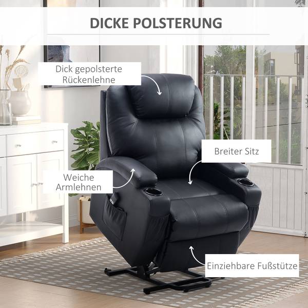 Fernsehsessel 700-020V01BK Esche Schwarz Dekor - Schwarz