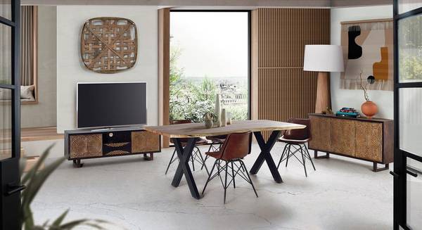 Esstisch 6084 Braun - Massivholz - 100 x 78 x 180 cm