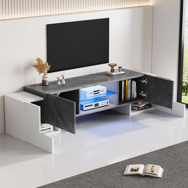TV Lowboard Grigvek Grau - Weiß - Holzwerkstoff - 30 x 47 x 180 cm