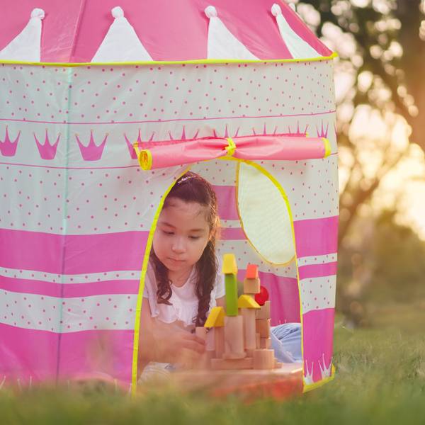 Speeltent prinsessen roze - geel - polyester - staal - 100 x 135 x 100 cm