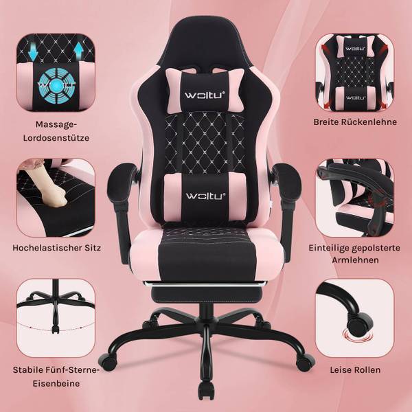 Gaming Stuhl Bianca Schwarz - Hellrosa