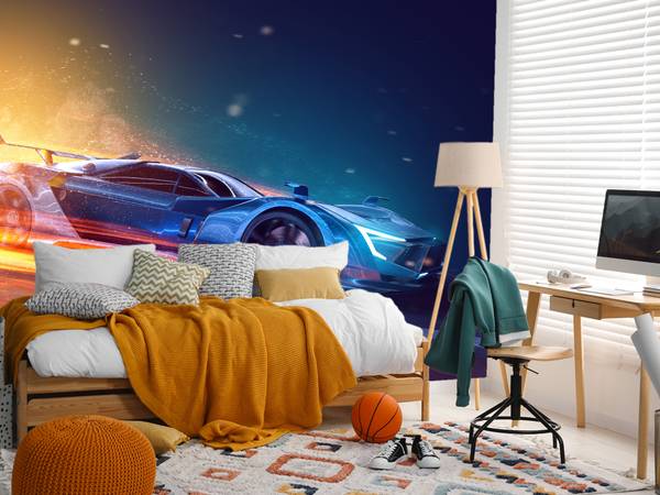 Fototapete Auto Sport Neon Rennfahrer 300 x 210 x 210 cm