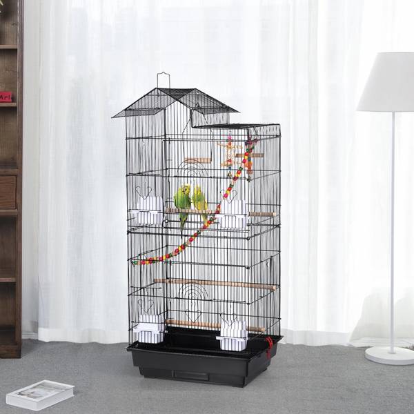 Vogelkäfig mit Spielzeuge Schwarz Schwarz - Metall - 36 x 99 x 46 cm