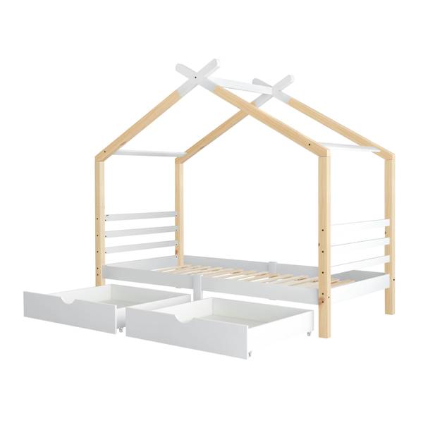 Kinderbed HomeyⅠ wit - grenenhout - 96 x 183 x 210 cm