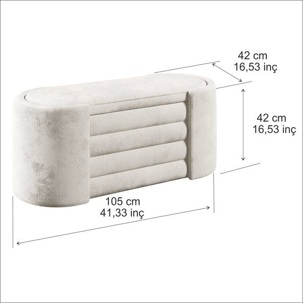 Sitzbank Rosita mit Truhe Beige - Baumwollstoff - Polyester - Polyethylen - 105 x 42 x 42 cm
