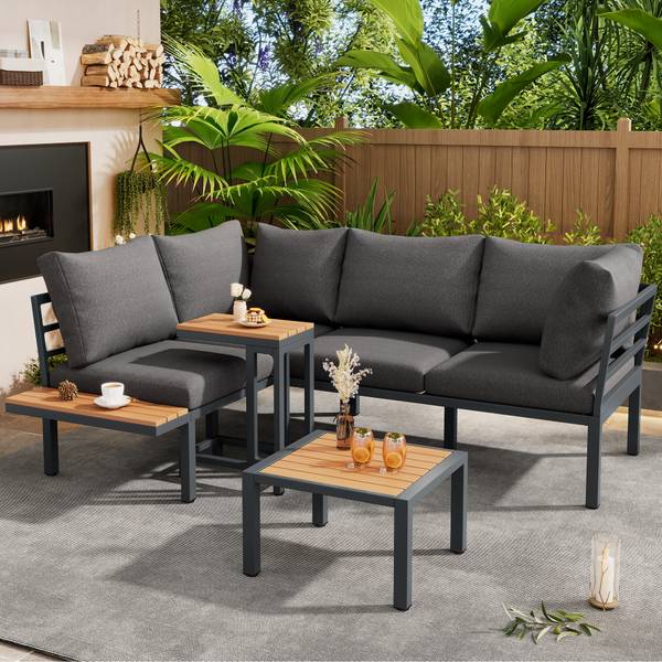 Gartenmöbel-Set MorandiEve Grau - Polyester - 144 x 66 x 190 cm
