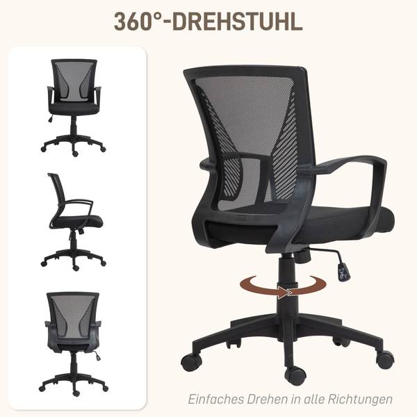 Bürostuhl 921-725V00BK Schwarz - Textil - 60 x 102 x 62 cm