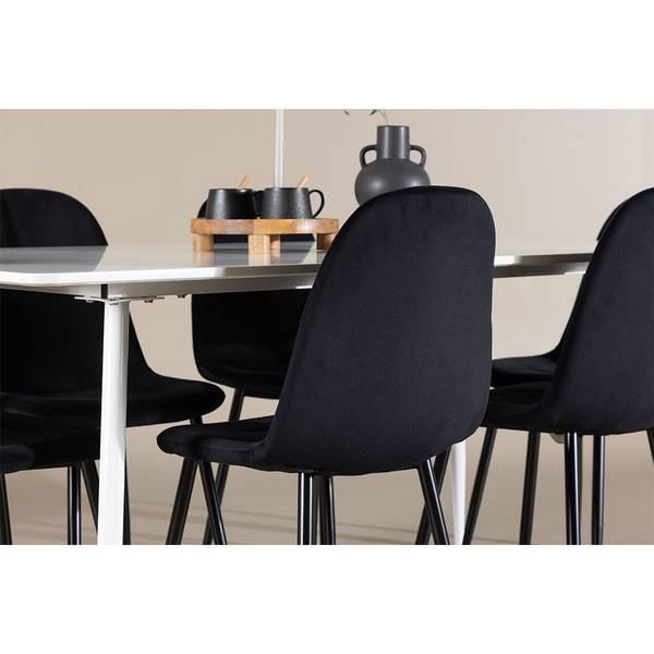 Eetkamerset Silar 7-delig wit - plaatmateriaal op houtbasis - 90 x 75 x 180 cm