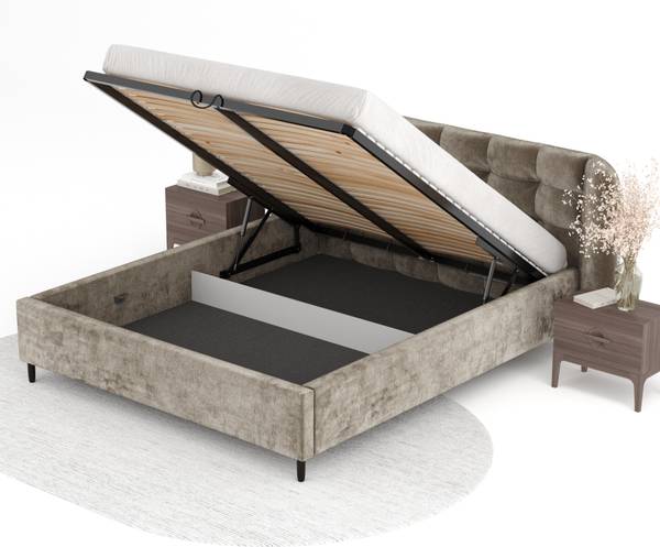 Gestoffeerde bed Nuno III beige - Ligoppervlak breedte: 120 cm