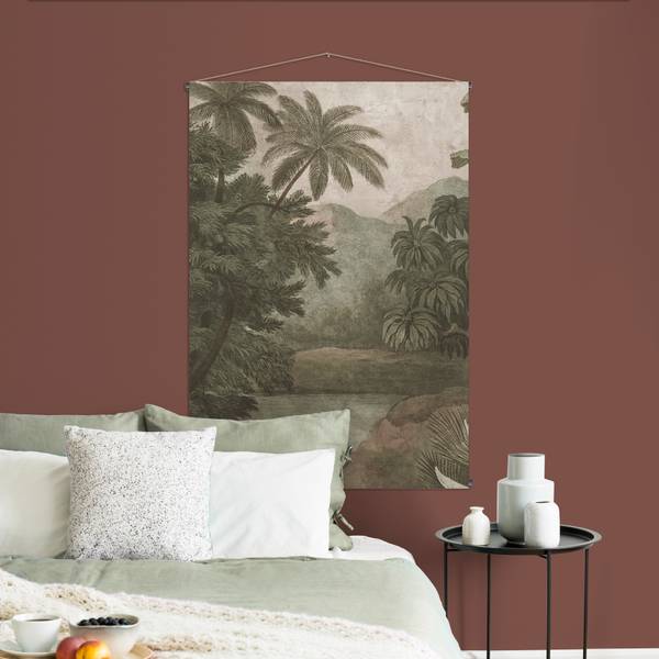 Wandteppich Dschungel Grün - Leinen - 100 x 150 x 2 cm