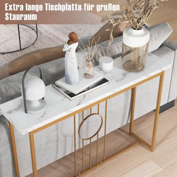 Beistelltisch mit Metallgestell Gold - Holzwerkstoff - 30 x 81 x 120 cm