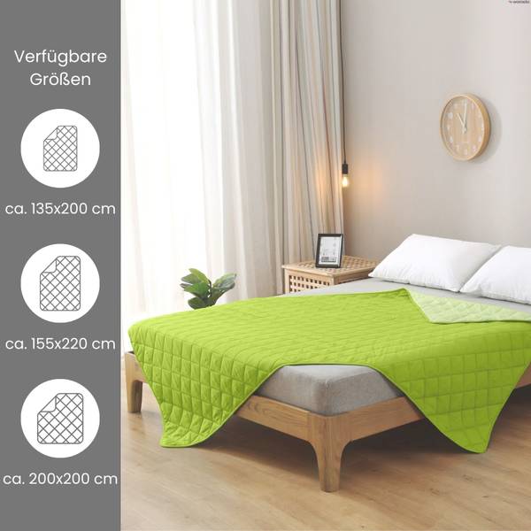 Bettdecke Sommer Steppbett Sommerdecke Grün - 155 x 220 cm