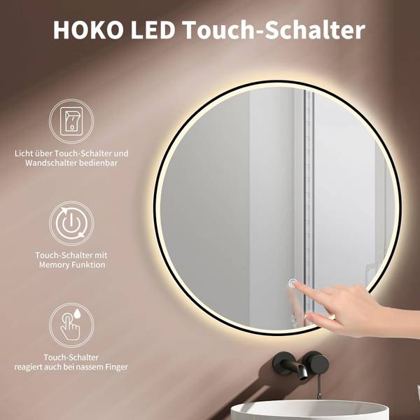 LED Spiegel Rund Sheffield 80 x 80 cm
