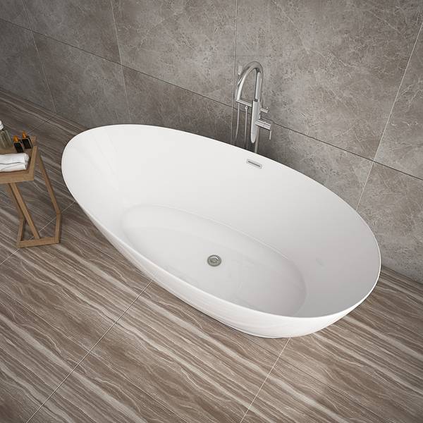 Vrijstaand bad DELIA wit - hars - 180 x 58 x 90 cm