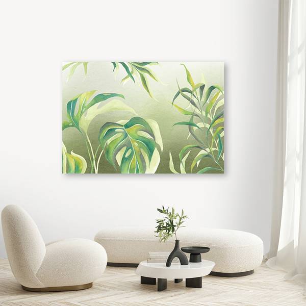 Canvas schilderij Bladeren 90 x 60 cm