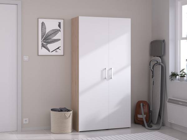 Badschrank ERKANO Braun - Weiß - Holz teilmassiv - 92 x 185 x 42 cm