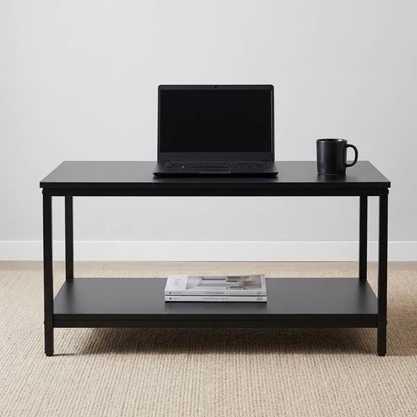 Couchtisch mit Ablage Materialmix Schwarz