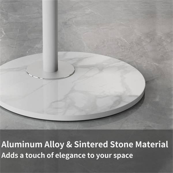 Support TV Astrion Blanc - Pierre artificielle - Métal - 55 x 160 x 65 cm