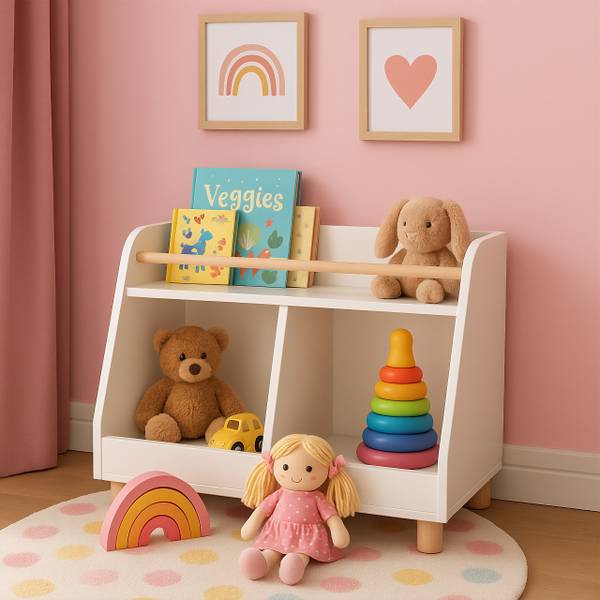 Kinderregal niedrig für Spielzeug Braun - Weiß - Holzwerkstoff - 72 x 52 x 38 cm