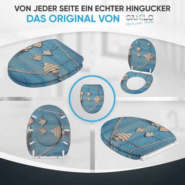 WC-Sitz Seefahrt Blau - Holzwerkstoff - 38 x 6 x 48 cm
