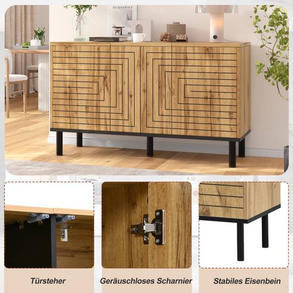 Sideboard Aphrodite Ⅴ Schwarz - Braun - Holzwerkstoff - 120 x 68 x 35 cm
