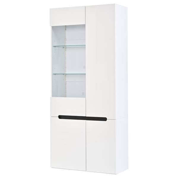 Vitrine Ourea Ⅴ Weiß - Holzwerkstoff - Glas - 80 x 180 x 35 cm